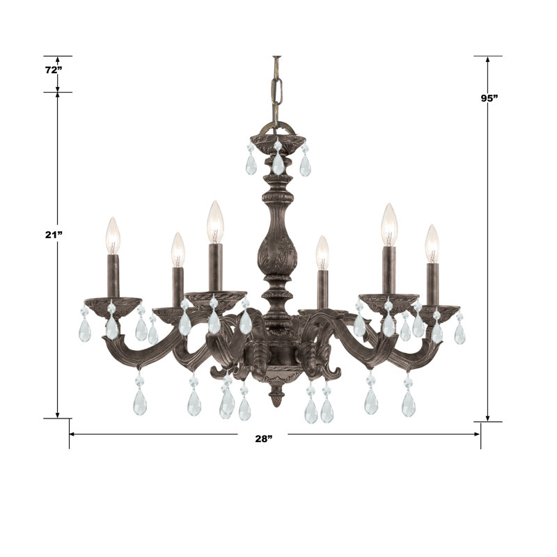 Abagail 6 - Light Classic / Traditional Chandelier, Hand Polished, Venetian Bronze
