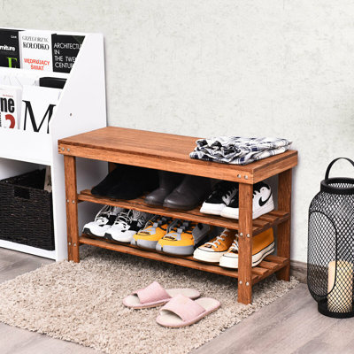 Mccroy Upholstered Bench with Shelves