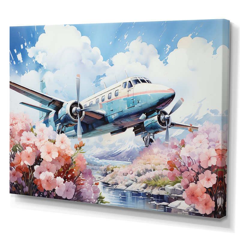 Art floral de l'aviation - impressions sur toile, Toile tendue, H 16 po x l 32 po x P 1 po