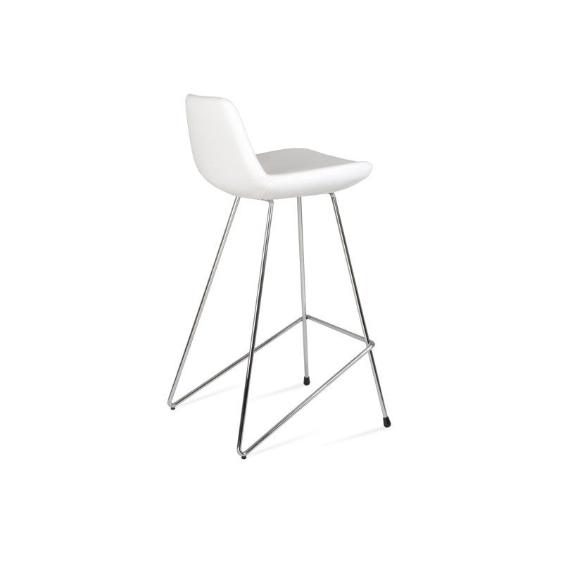 Tabouret de bar et de comptoir Pera Cattelan, Tabouret de comptoir (siège d'une hauteur de 24 p, Simili cuir blanc