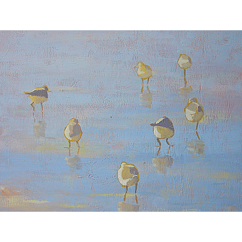 Oiseaux dans la brume par Phyllis Adams - Peinture, H 17,25 po x l 21,25 po