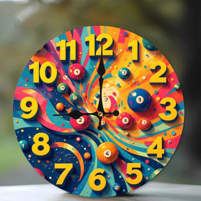 colorful abstract clock numbers swirl design