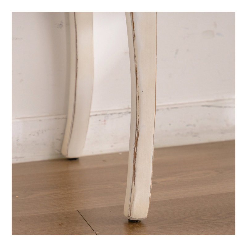Antique White Console Table With Carved Details, Distressed Console Table, Vintage French Country Entry Table With Wood Carvings And Curved Legs For Hallway Living Room