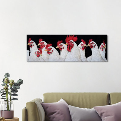 Coq et Harem - Reproduction d'art graphique panoramique sur toile