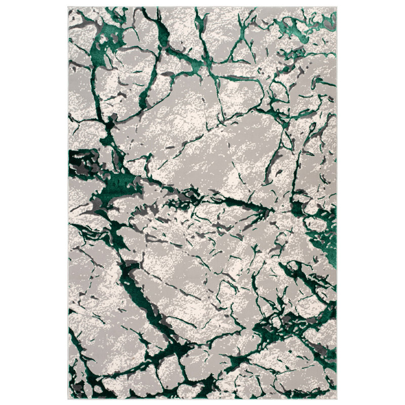 Rectangle Marble Area Rug, Green, Rectangle 200 x 290 cm