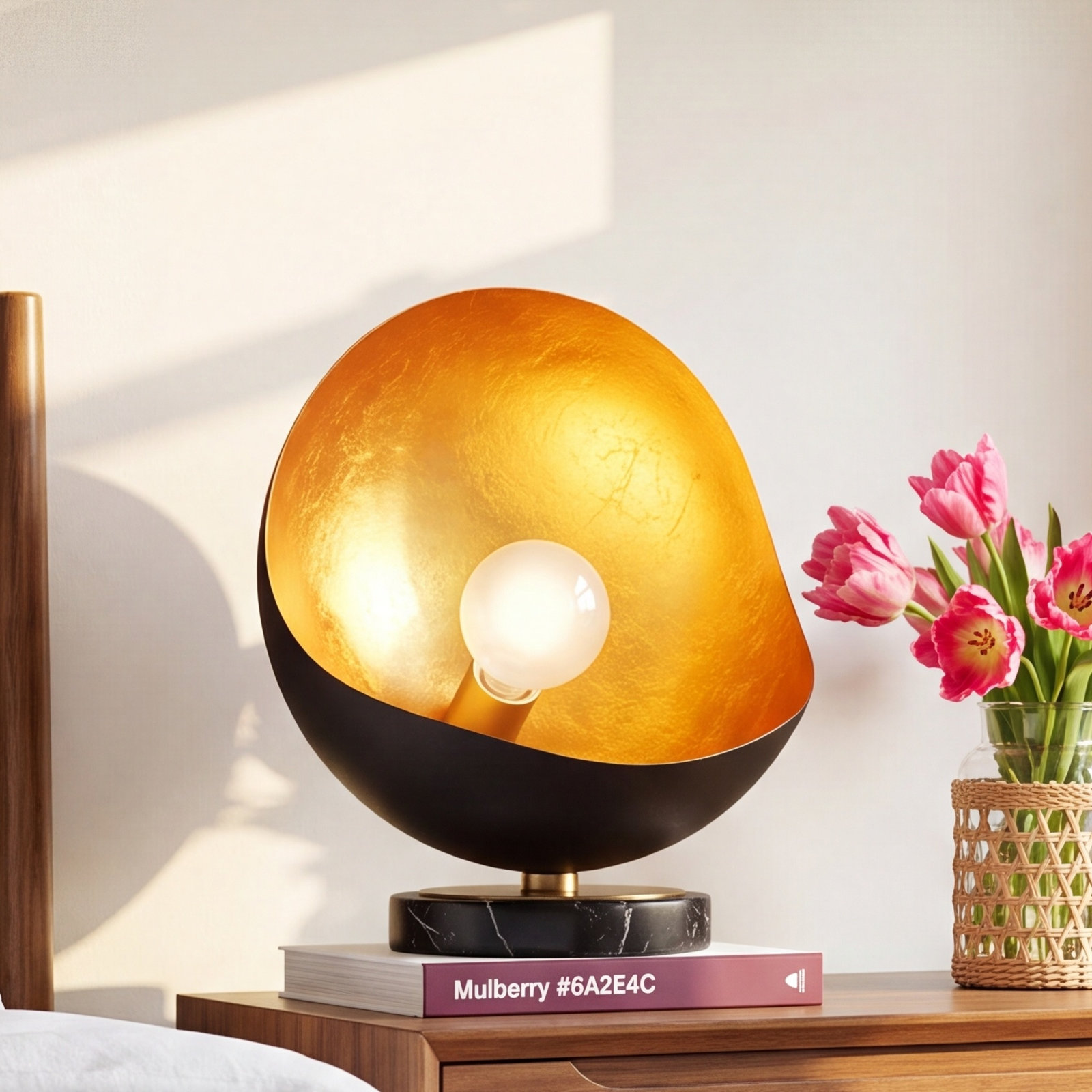 Dimmable Genuine Marble Novelty Lamp, Black, Black