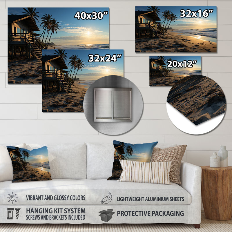 Beach Photo Tropical Vibes III - Décoration murale nautique et plage en métal, H 12 po x l 20 po x P 1 po