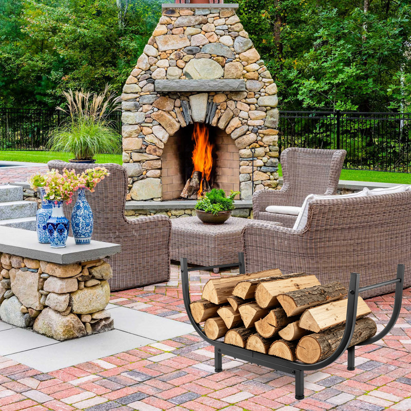 Stable Log Holder Rustproof Metal Wood Rack for Fireplace Patio Deck Firepit