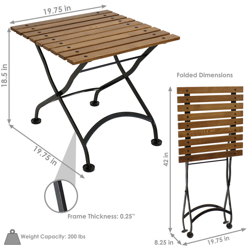Table d'appoint pliante en châtaignier européen Mantz, Brun