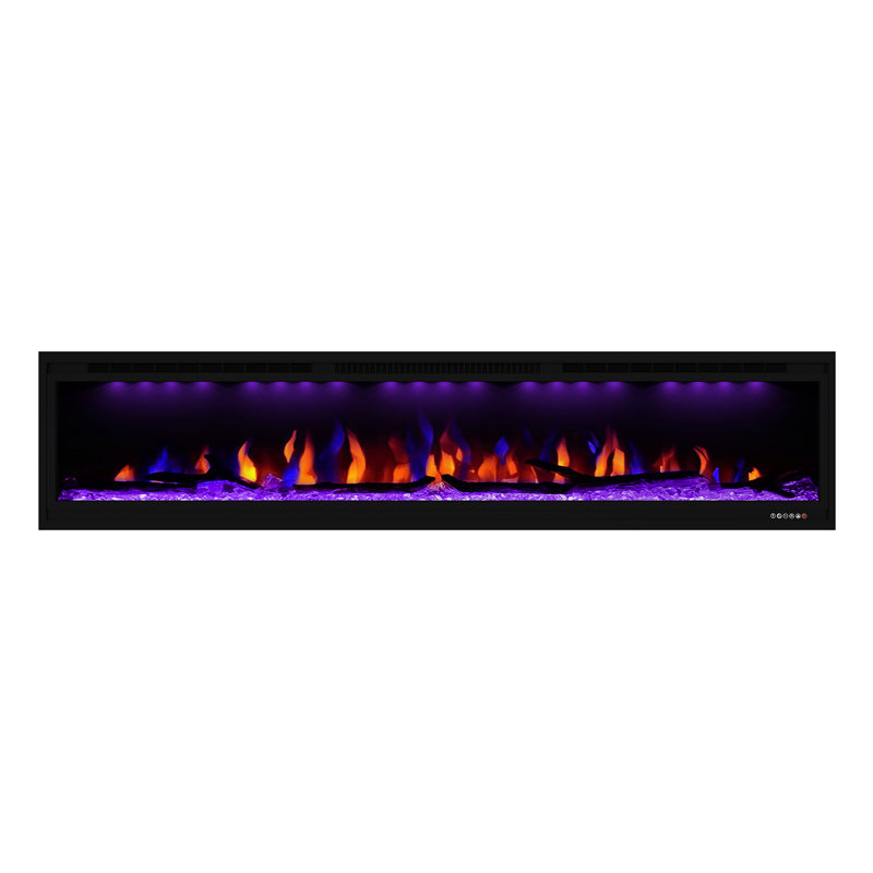 Nazaret WiFi Smart Recessed Wall Mounted Electric Fireplace Insert with Remote, Overheating Protection, Logset and Crystal, Touch Screen, 1500W/750W