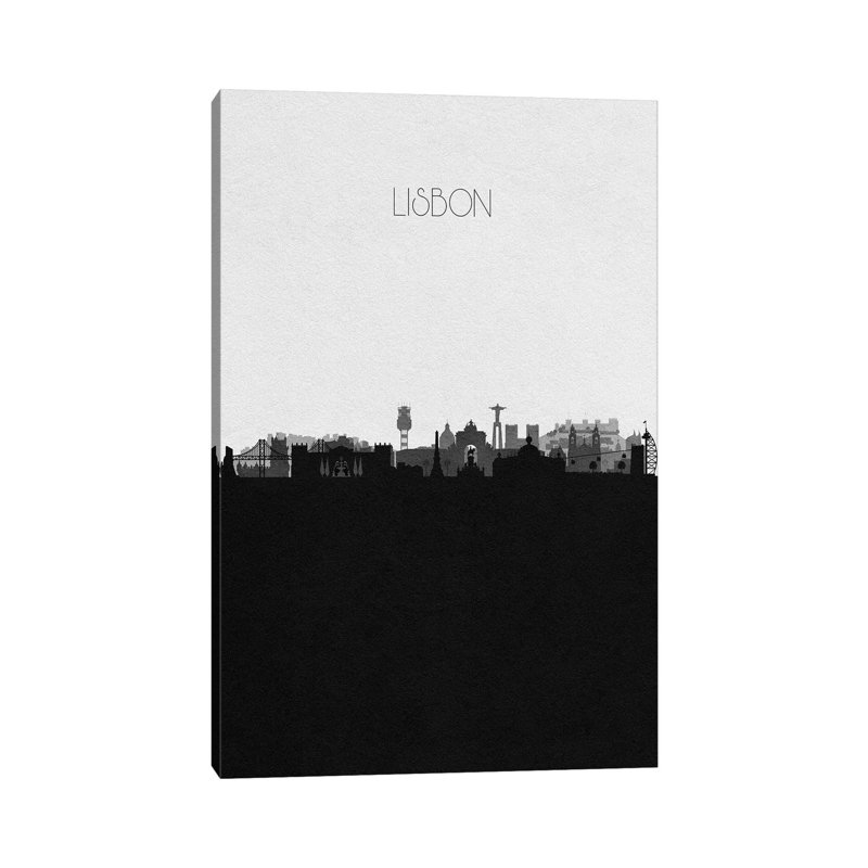 Lisbon, Portugal City Skyline by Ayse Deniz Akerman - Wrapped Canvas Print