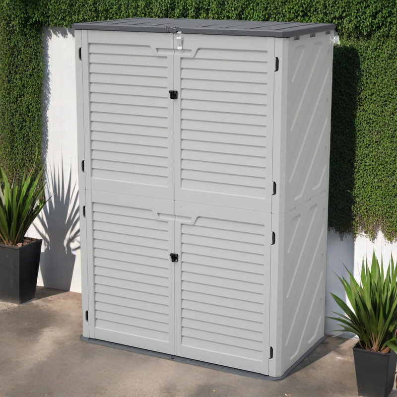 Rangement pour équipement de jardin en résine antirouille - résistant aux intempéries, aux rayons UV et spacieux