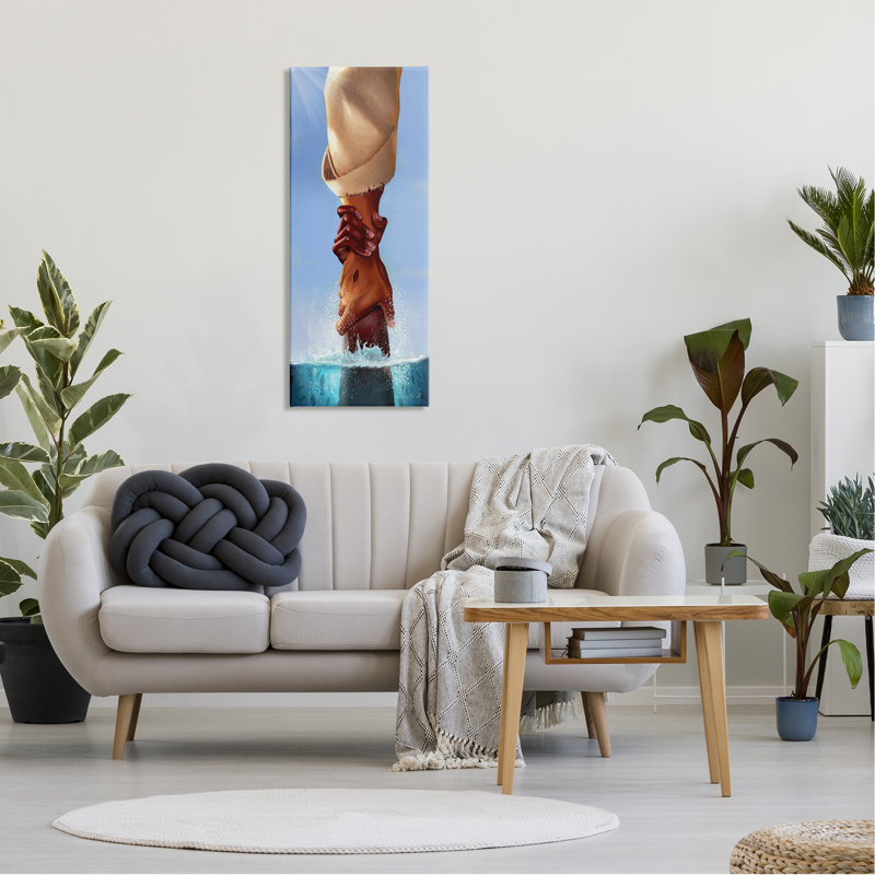 Jésus tenant des mains spirituelles - impression, H 40 po x l 17 po x P 1,5 po, Toile tendue