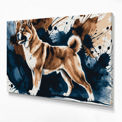 Dogs Akita Gray Canvas Wall Art