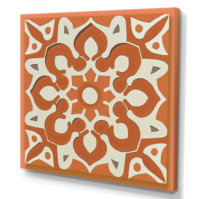 «Moroccanan Tiles In Earth Tones IV», reproduction sur toile, L 16 po x H 16 po, Toile tendue