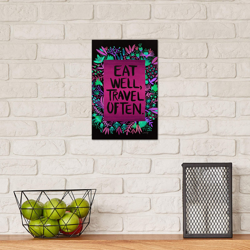 Eat Travel White by Cat Coquillette - Wrapped Canvas Print, 20.32 cm H x 30.48 cm W
