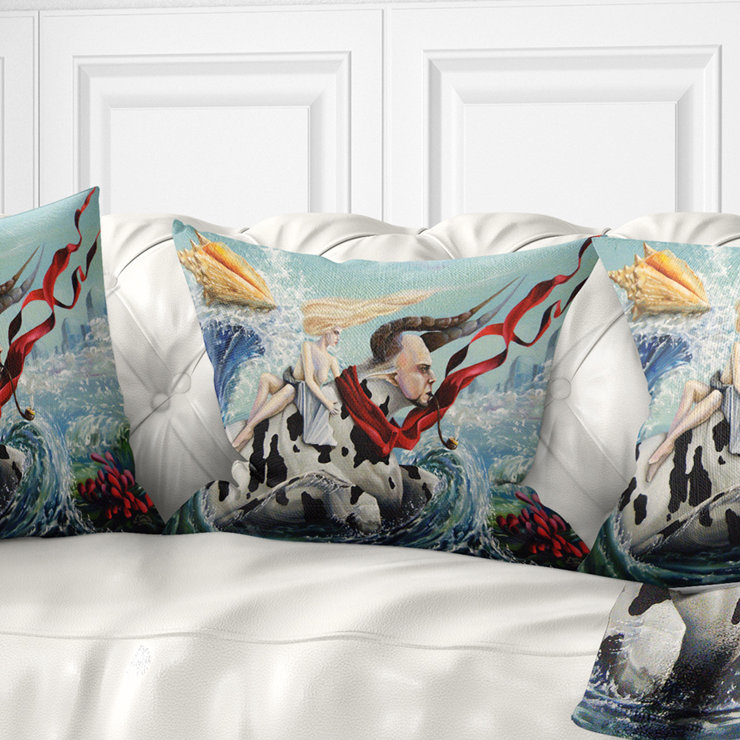The Rape of Europe - Abstract Printed Pillow, 16" x 16", Throw Pillow