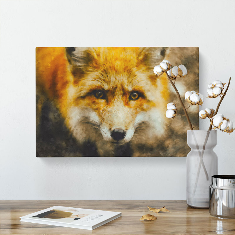 Curious Fox Painting - Wrapped Canvas, 60cm H x 91cm W x 3cm D
