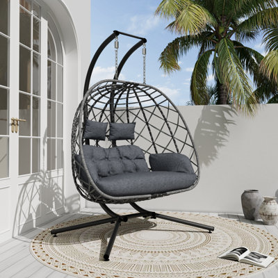 Solvane 2 Person Swing Chair With Stand Hanging Chair With Cushion