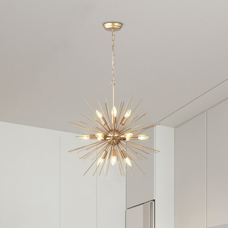 Lustre sphérique spoutnik 12 lumières en bronze brillant 24 po Vanhoose