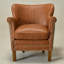 Petit fauteuil rembourré en cuir véritable de 26 po de largeur-624653826