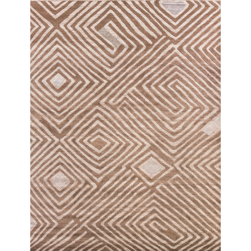 Hand Knotted Geometric Area Rug in Charcoal, Rectangle 8' x 10'