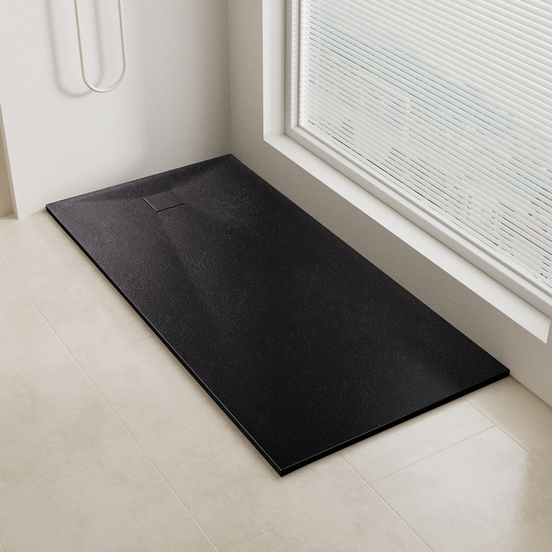 Slip-Resistance 32mm H Rectangular Black Shower Tray, 3.2cm H x 70cm W x 140cm D