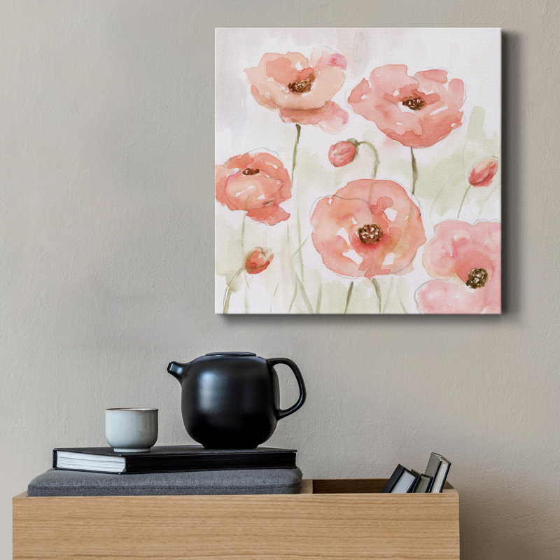 «Spring Poppies I», reproduction d'art sur toile tendue, H 10 po x l 10 po x P 1,5 po