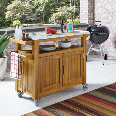 Anjenette Beachcrest Home⢠Bar Cart with Solid Wood Outer Material by Beachcrest Home