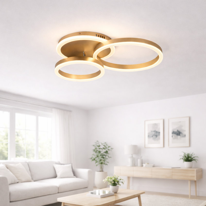 Kucharski LED Semi Flush Mount 3-light ring gold
