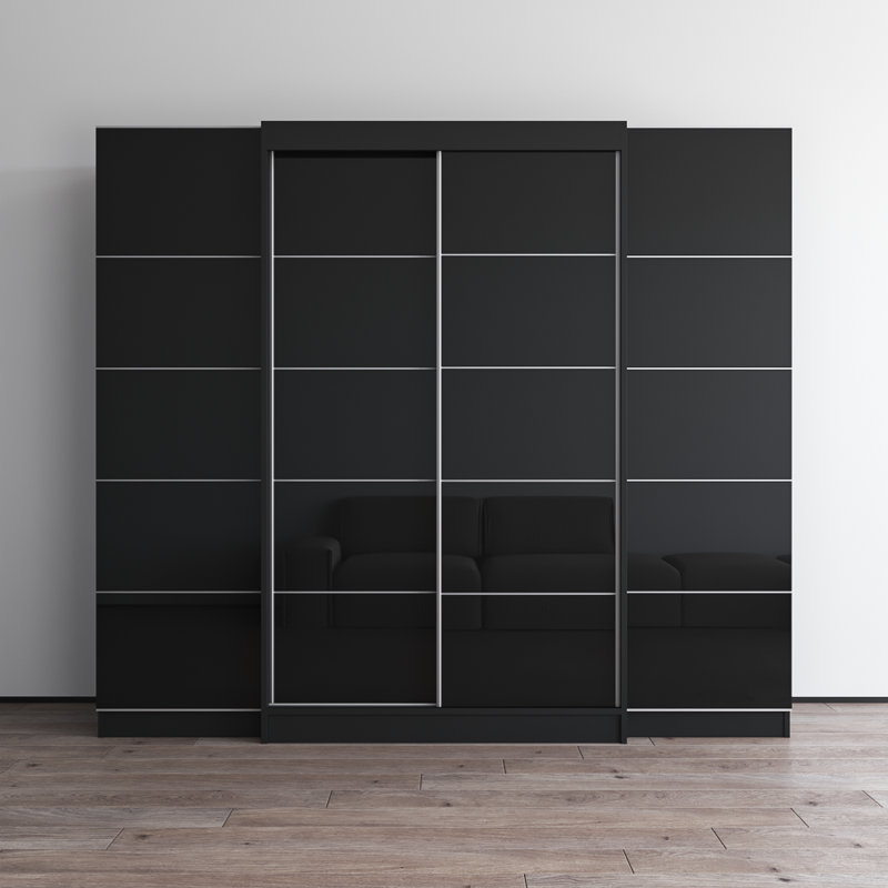 Armoire Bucur, H 79 po x l 91 po x P 26 po, Noir