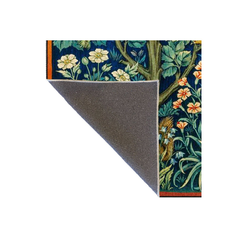 Tapis décoratif lavable à la machine à motif floral traditionnel encadré, Carré 3 pi 3 po