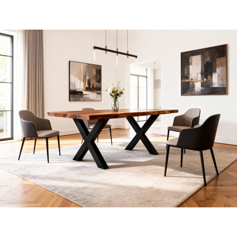 Epoxy River Dining Table – Solid Acacia Wood, 6 Ft, Cross Base