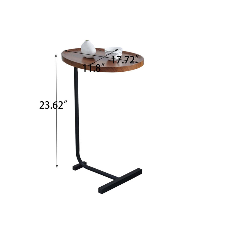 Amadas 17.72'' Console Sofa Side Table, Brown, Black