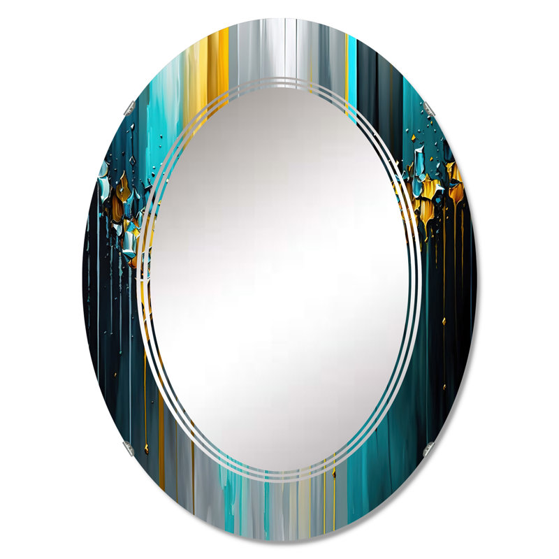 Orestus abstrait géométrique noir et vert IV - miroir mural géométrique moderne, 36 po x 24 po