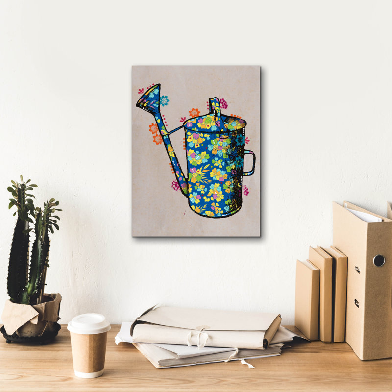 «Watering Can» par Dean Russo, art mural sur toile, H 16 po x l 12 po x P 0,75 po