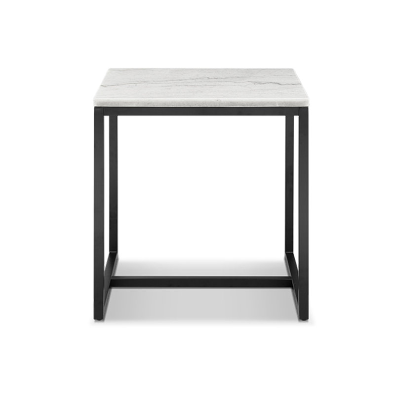 Rectangular End Table, White Top/Black Base