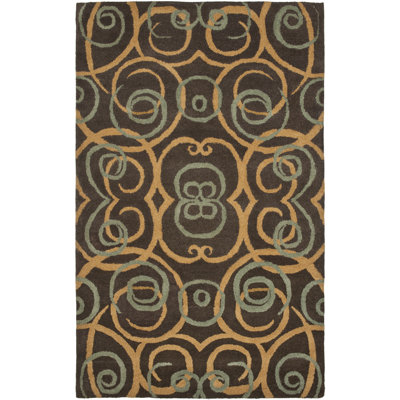 Zanora Drive Hand Tufted Overall Content: Wool Cotton Latex Abstract Rug in Brown