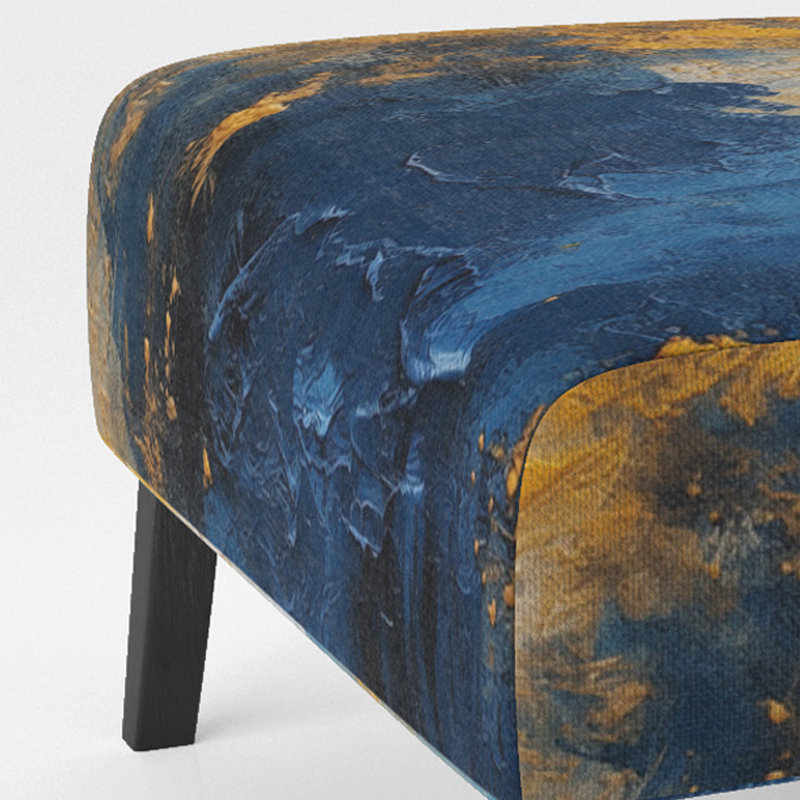 Blue and Yellow Intuitive Expressions I - Upholstered Contemporary Slipper Chair, Blue Accent Chair