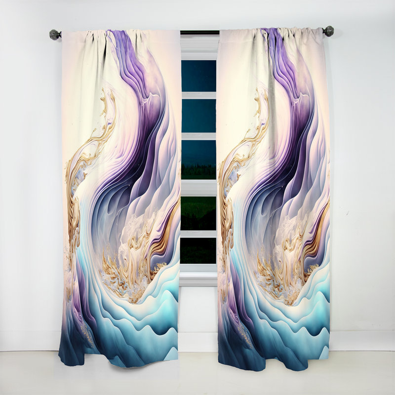 Jovan - Spirals Abstract Room Darkening Curtain - 1 Panels, 52" W x 120" L