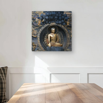 Grand Buddha at Lingshan Metal Print | Gold Living Room Decor