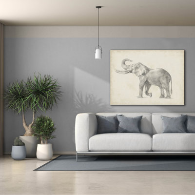  «Elephant Sketch 1» par Ethan Harper, art mural sur toile, 54 po x 40 po