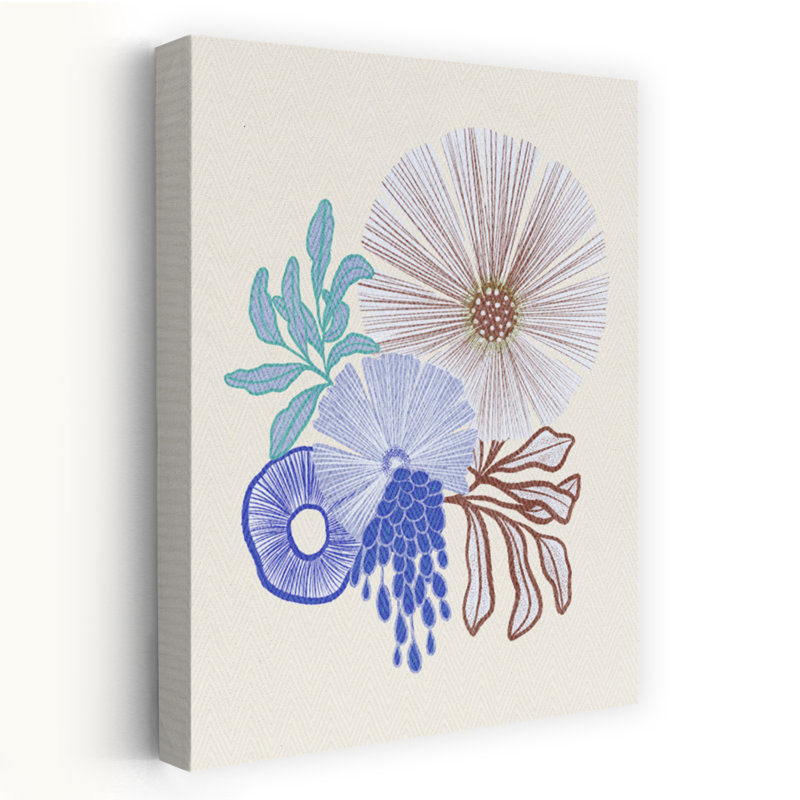 Art botanique abstrait sur toile biologique, H 18 po x l 12 po