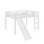 Lit mezzanine double avec glissière au design multifonctionnel à finition blanche