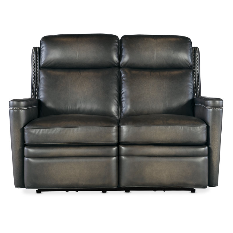 MS Leather Loveseat, Gray