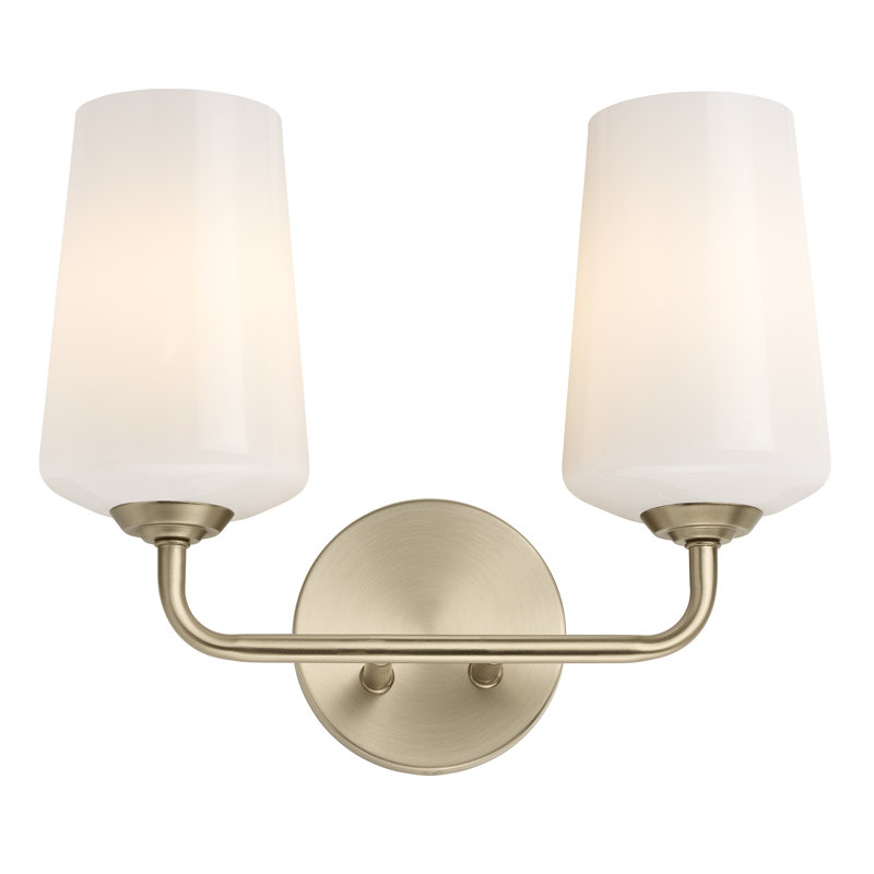 Celino Two-Light Bath & Vanity with Glass, Bronze, White