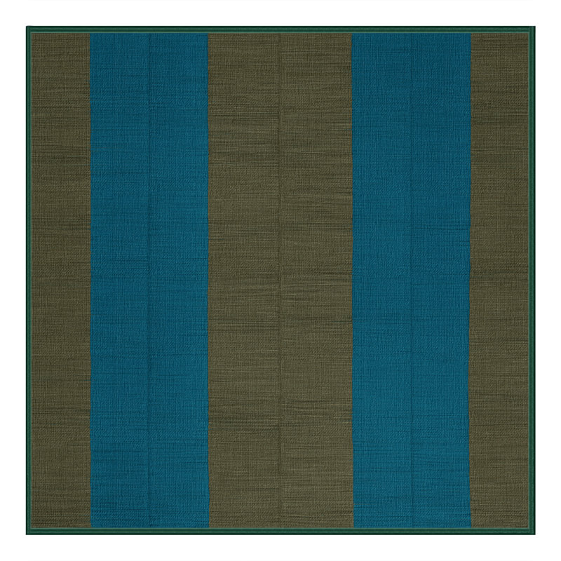 Machine Washable Checkered Green Area Rug, Square 8'