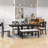 Stanely 6-Piece Extendable Dining Table with Footrest, 4 Linen Upholstered Dining Chairs and Bench-1657487365