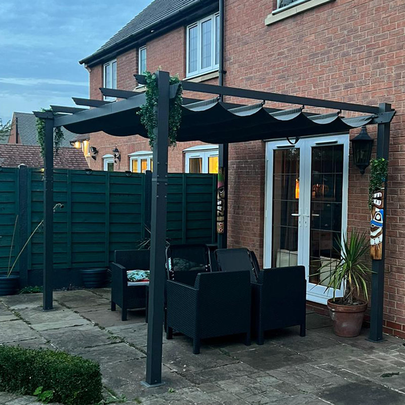 Pergola en métal avec auvent l 9,8 pi x P 9,8 pi, Gris