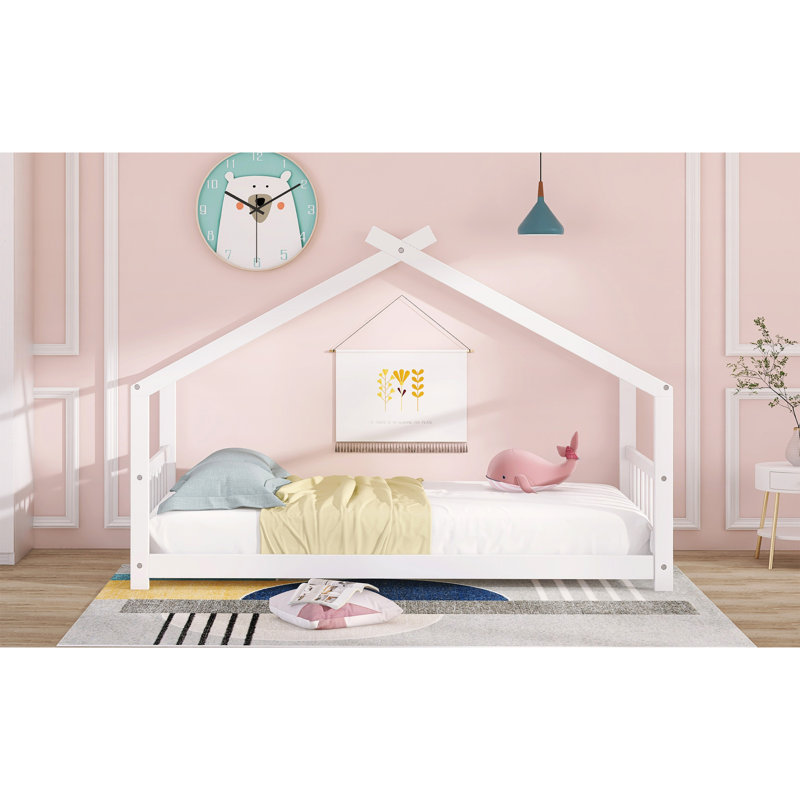 Lit simple en bois, blanc, Lit simple, Blanc
